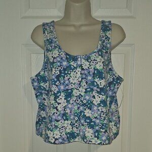 Old Navy Women's XL Lounge Tank Top Blue Green Floral New
